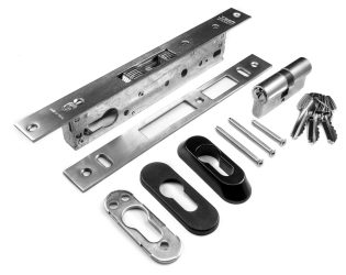 Cerradura TESA. Pico loro sin picap. esc. seg. Cerradero inox