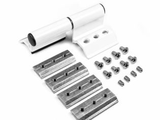 Bisagra deslizante de hoja inversora para plegable AL9. Izquierda. Blanco